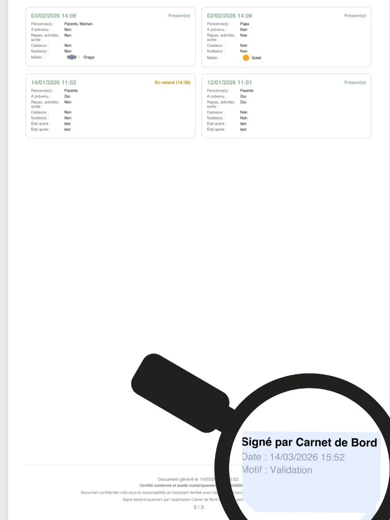 Illustration d’un rapport PDF signé numériquement : sceau de confiance sur le document.